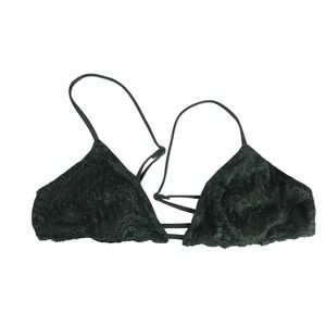 Intimately Free People Olive Green Lace Triangle Bralette Strappy Back Small